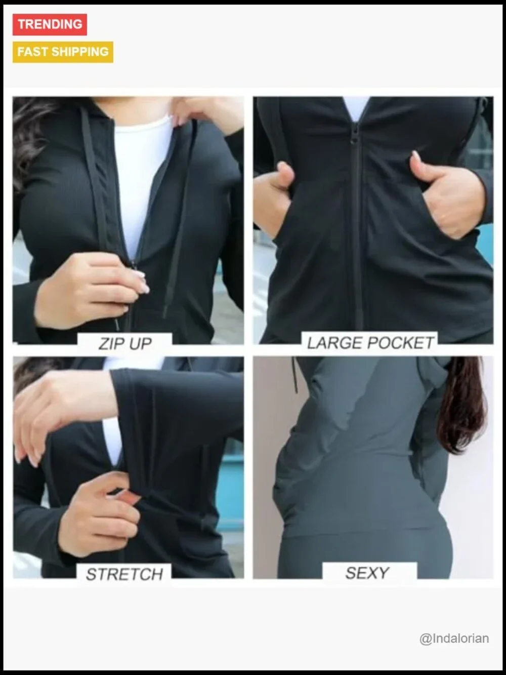 Polyester Elastane Bodycon Matching Set Long Sleeve Hoodie Leggings